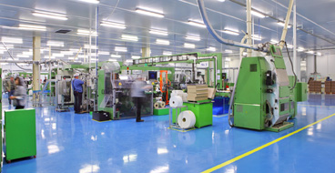 This image shows an industrial plant that has an epoxy floor.