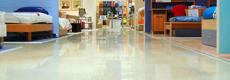 This image shows a commercial space with a cream epoxy floor.