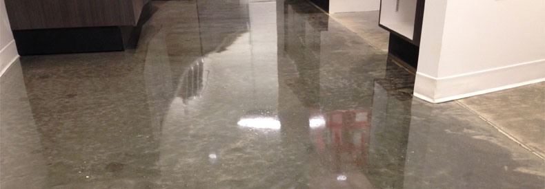 This image shows a room with a metallic epoxy floor.